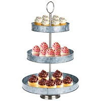 Mind Reader Silver Tiered Galvanized Steel Round Cupcake Tower