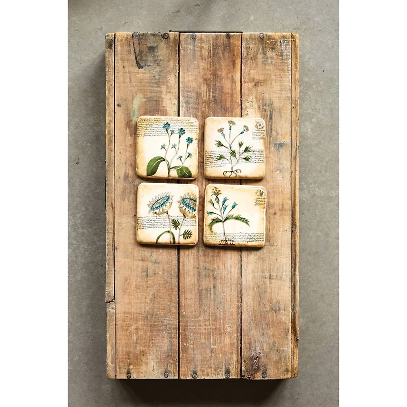 Hello Honey® Floral Coaster Set in Wood Box