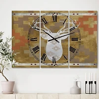 Designart Patterned White Deer Head Traditional Multipanel Wall Clock