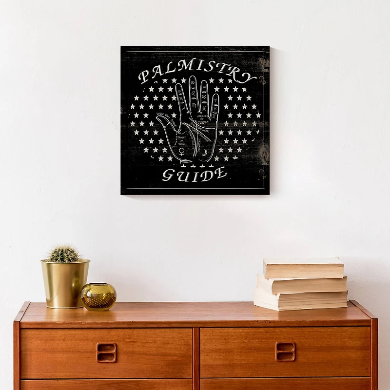 Black Palmistry Guide Canvas Wall Art