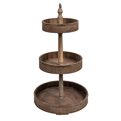 Hello Honey® 27.5" Decorative Wood & Tin 3 Tier Tray