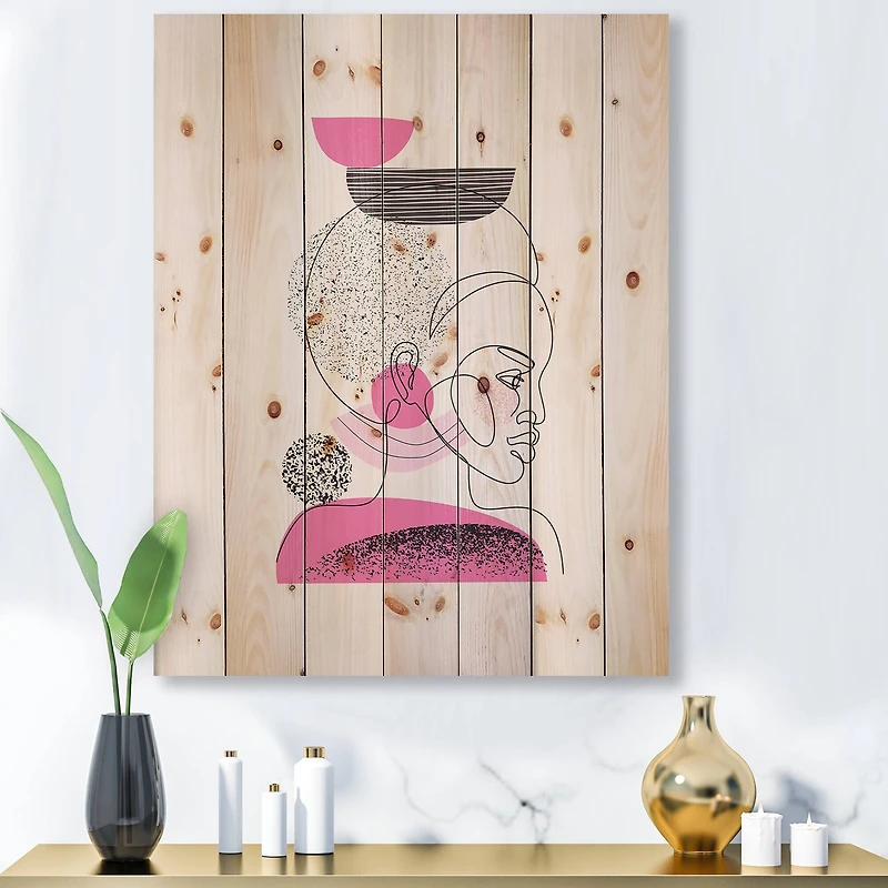 Designart - One Line Portrait of Afro American Women I