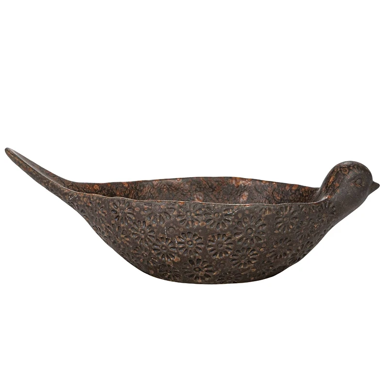 Hello Honey® 10" Brown Debossed Stoneware Bird Bowl with Reactive Glaze, 2ct.