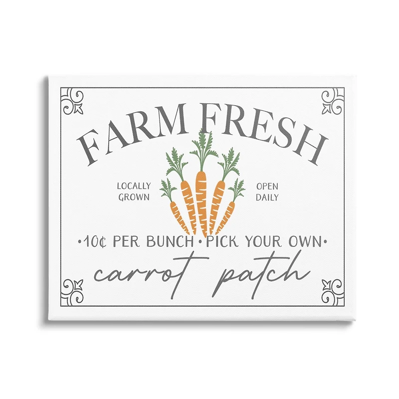Stupell Industries Farm Fresh Carrot Patch Seasonal Springtime Vegetables Canvas Wall Art