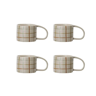 Hello Honey® 12oz. Multicolor Stoneware Mugs with Checkered Pattern, 4ct.
