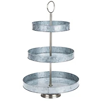 Mind Reader Silver Tiered Galvanized Steel Round Cupcake Tower