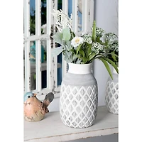 13" White Ceramic Coastal Style Vase