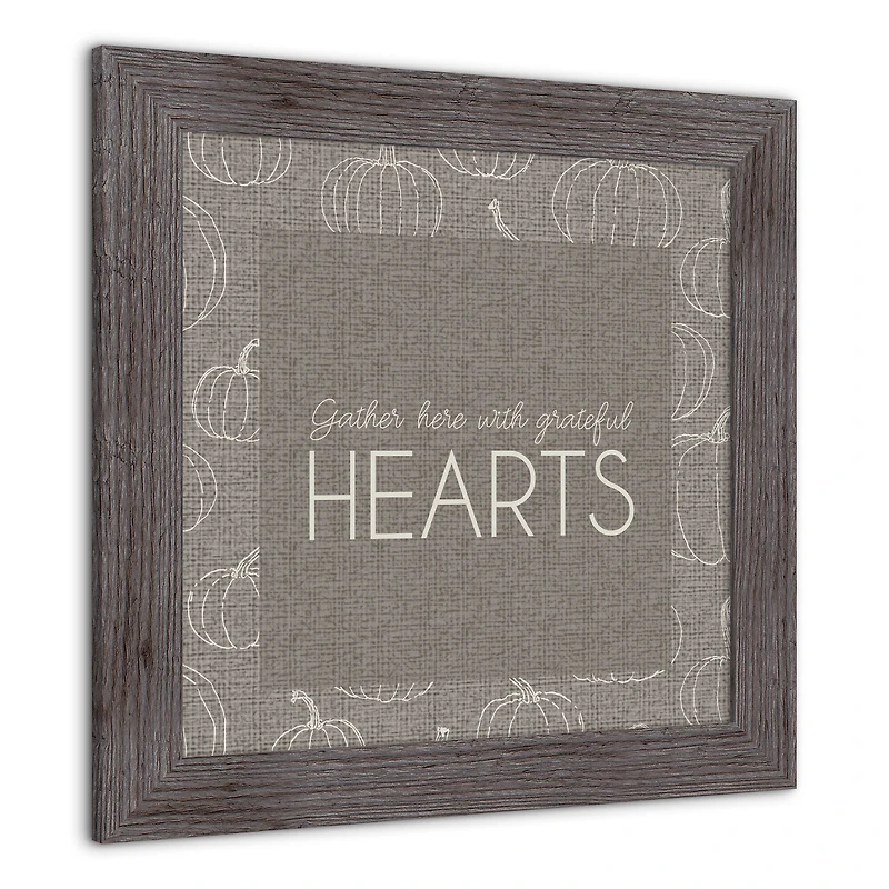 Gray Grateful Hearts Print in Western Gray Frame