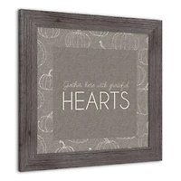 Gray Grateful Hearts Print in Western Gray Frame
