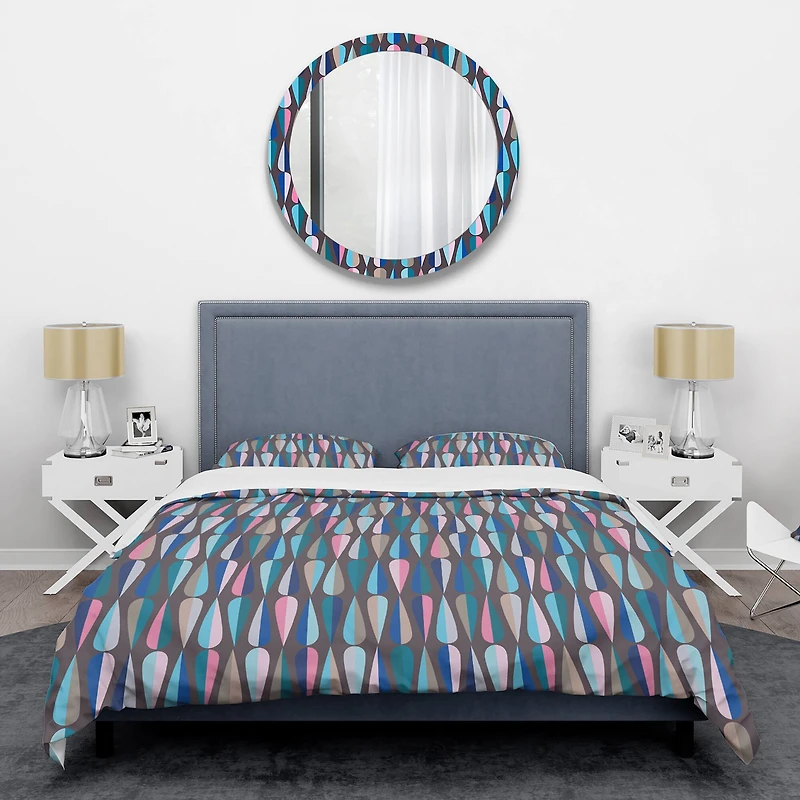 Designart 'Retro Abstract Drops VIII' Mid-Century Duvet Cover Set