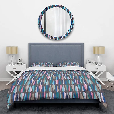 Designart 'Retro Abstract Drops VIII' Mid-Century Duvet Cover Set