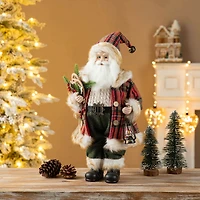 Glitzhome® 18" Faux Fur Christmas Woodland Santa Figurine