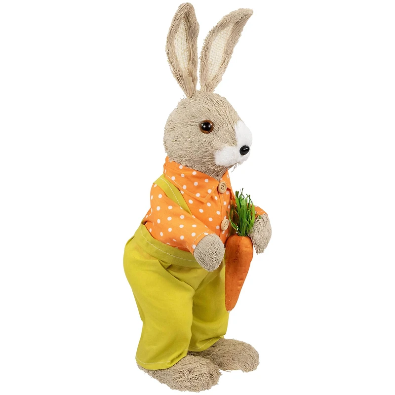 16" Orange & Green Standing Boy Rabbit with Carrot Easter Figure