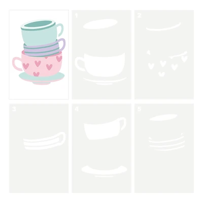 Stacked Tea Cups Layering Stencils by Recollections™