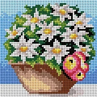 Orchidea Basket Of White Flowers Gobelin Canvas For Halfstitch Without Yarn