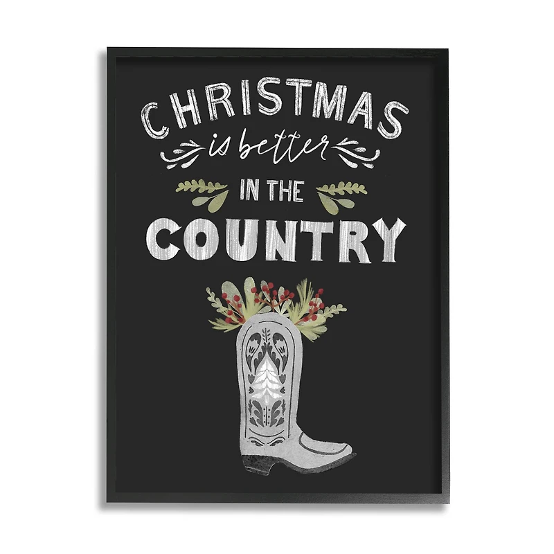 Stupell Industries Christmas Better In Country Phrase Framed Giclee Art