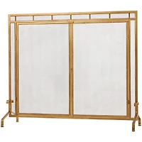 33.5" Gold Metal Geometric Single Panel Fireplace Screen