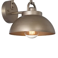 Hello Honey® Easton Tuscan Gold Modern Farmhouse Metal Shade & Exposed Bulb Wall Mounted Outdoor Light
