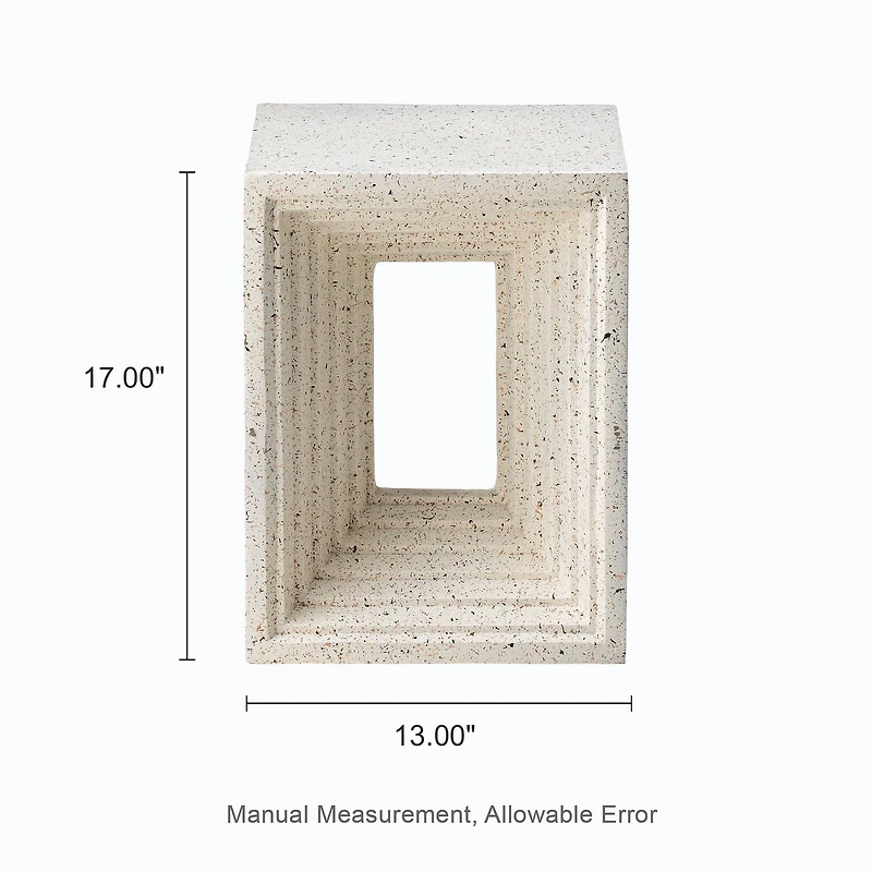 Glitzhome® 17" Faux Terrazzo Square Garden Stool