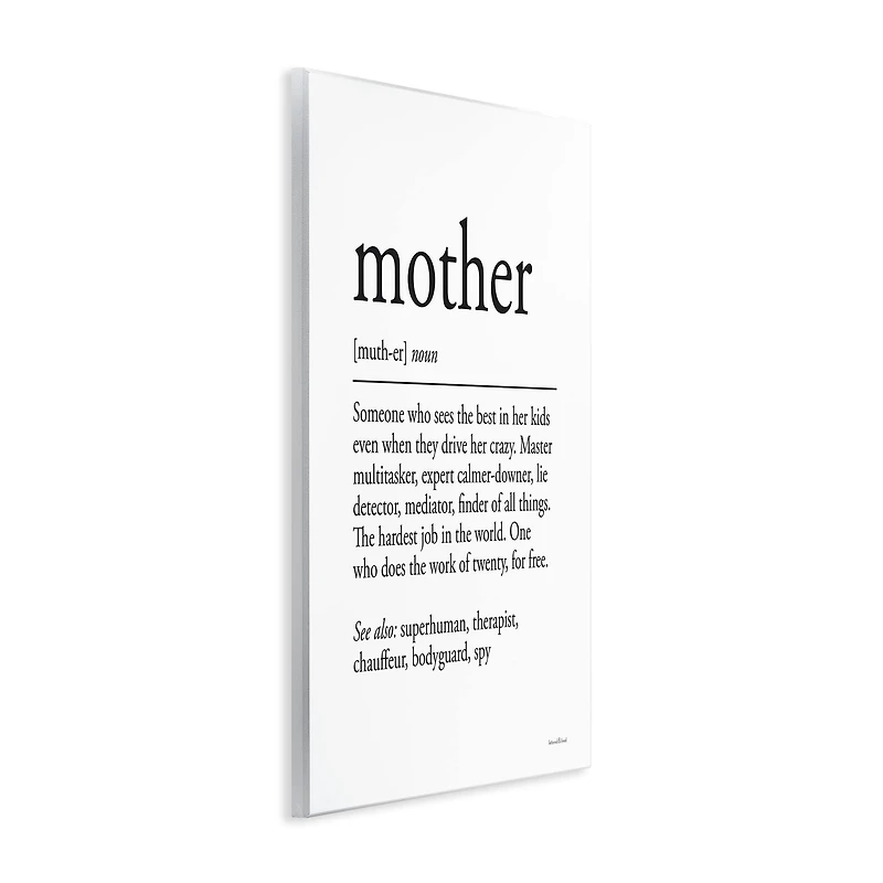 Stupell Industries Mother Definition Funny Motivational Phrase Superhuman Synonym Wall Plaque Art