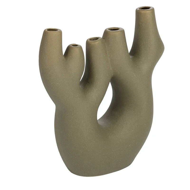 Hello Honey® 7.5" Green Abstract Coral Shaped Stoneware Vase