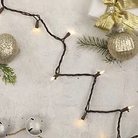 35ct. Warm White LED Mini Christmas Lights Set With Brown Wire