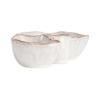 Hello Honey® 8" White Tri-Section Stoneware Dish
