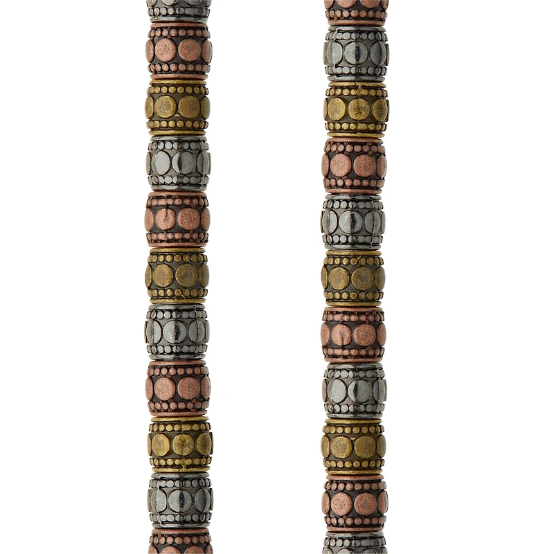 12 Pack: Carved Metal Tube Beads, 7mm by Bead Landing™