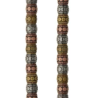 12 Pack: Carved Metal Tube Beads, 7mm by Bead Landing™