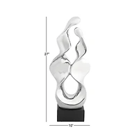 27" Silver Ceramic Modern Abstract Sculpture
