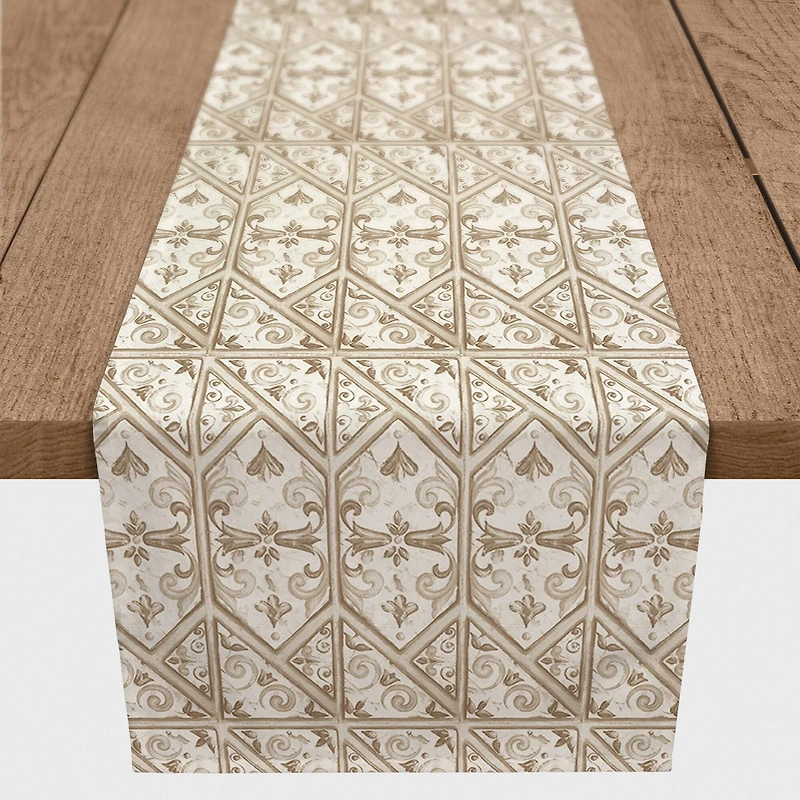 90" Regal Cream Pattern Cotton Twill Runner
