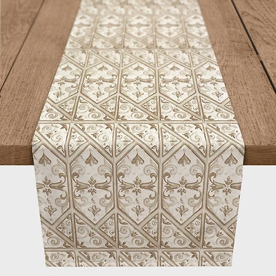 90" Regal Cream Pattern Cotton Twill Runner