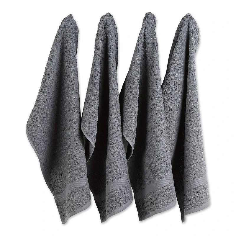 DII® Solid Mineral Gray Waffle Terry Dishtowels, 4ct.