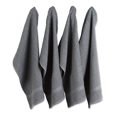 DII® Solid Mineral Gray Waffle Terry Dishtowels, 4ct.