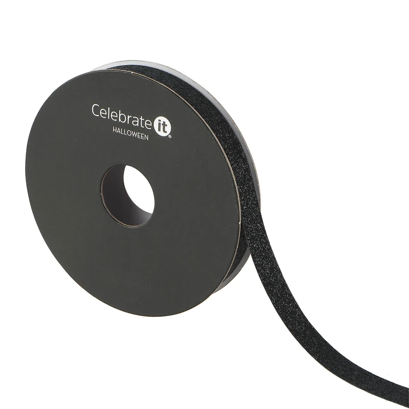 3/8" x 4yd. Black Glitter Ribbon by Celebrate It® Halloween