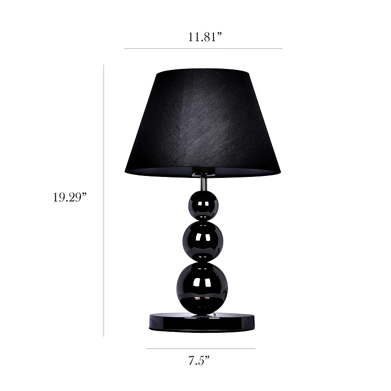 Elegant Designs™ 19" Pearl Black Chrome Metal Three Tier Ball Lamp