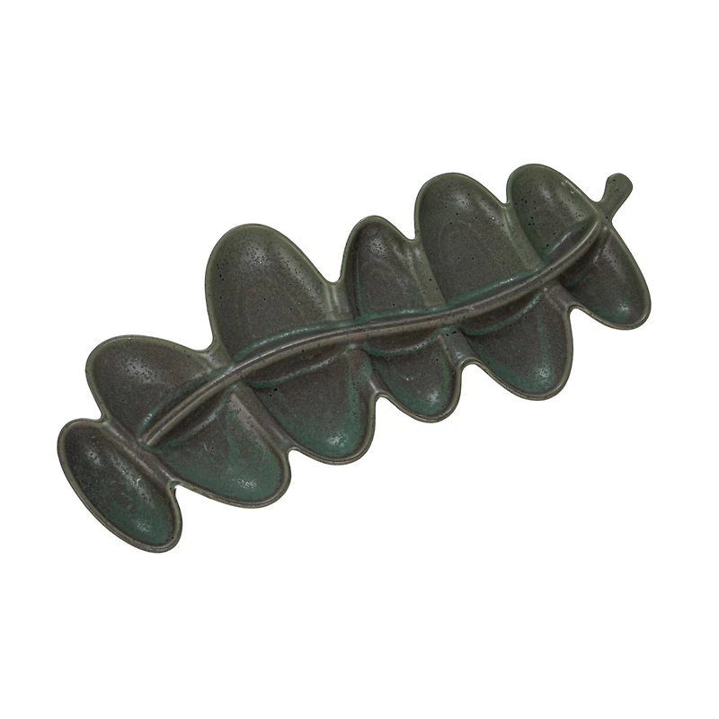 Hello Honey® 20.5" Matte Brown Stoneware Abstract Leaf Shaped Plate