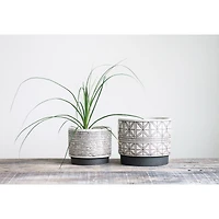 Hello Honey® White Stoneware Planters with Black Designs Set