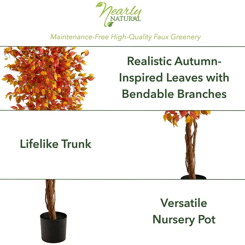 6ft. Orange Autumn Ficus Artificial Fall Tree