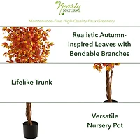 6ft. Orange Autumn Ficus Artificial Fall Tree