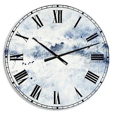 Designart Blue Wipe Out Farmhouse Wall Clock