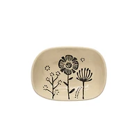 Hello Honey® 5.5" Cream & Black Floral Stoneware Dish, 4ct.