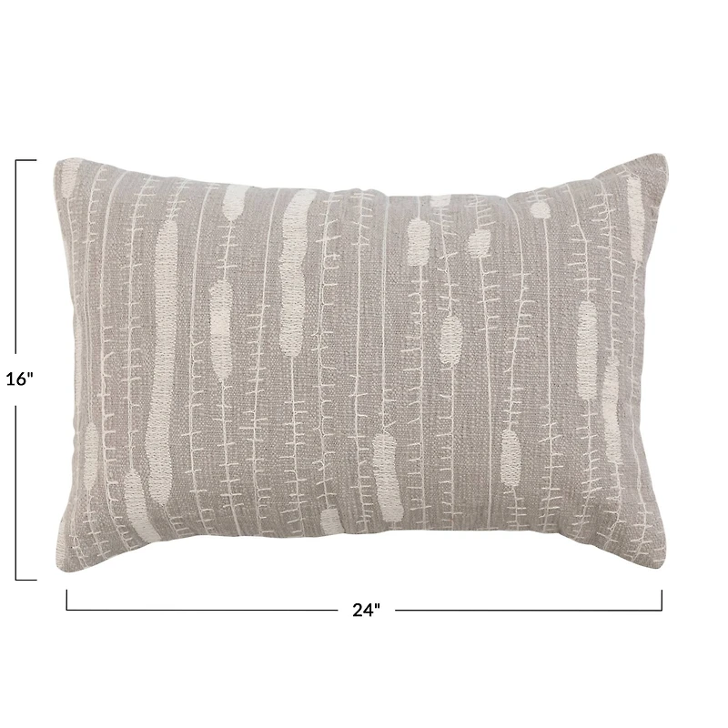 Hello Honey® Gray & Cream Embroidered Cotton Lumbar Pillow Cover