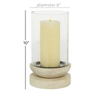 10" Cream Wood Traditional Candle Holder