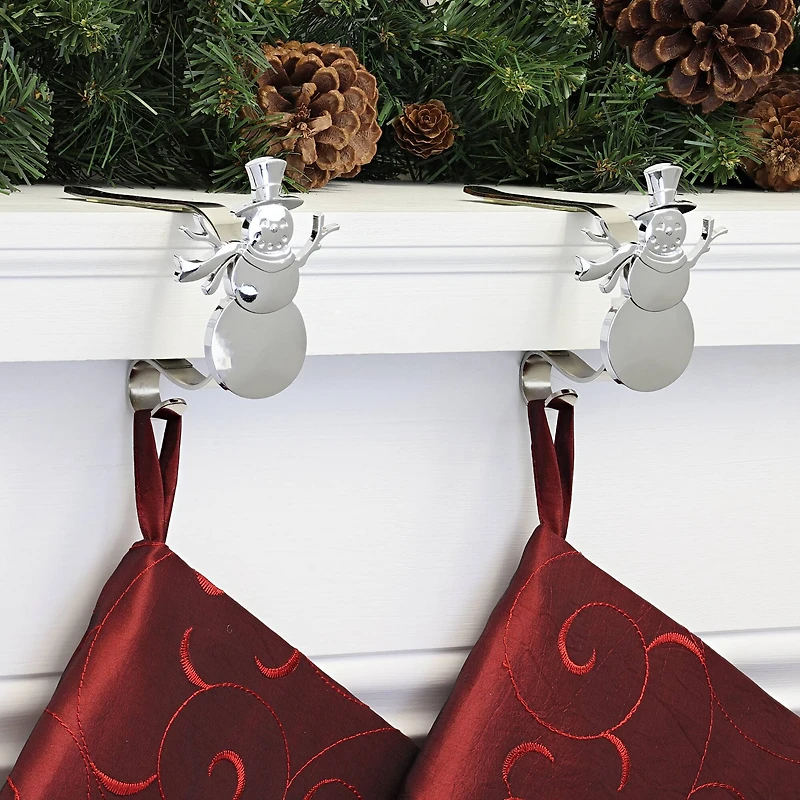 Original MantleClip® Silver Snowman Icons Stocking Holders, 2ct.