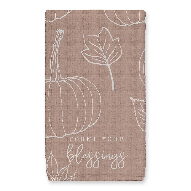 Count Your Blessings Dusty Rose Pumpkin Tea Towel Set