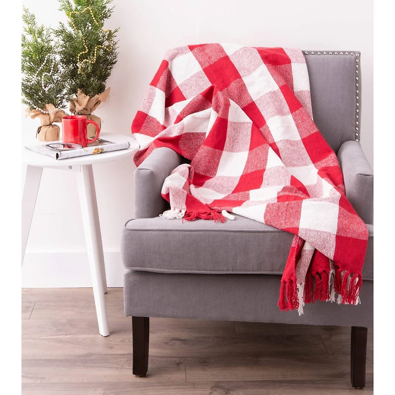 DII® Red & White Buffalo Check Throw