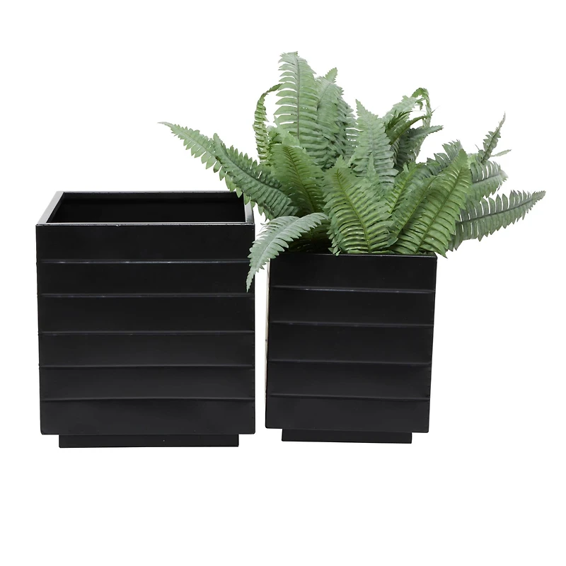 Black Modern Planter, Set of 2" 13", 10"