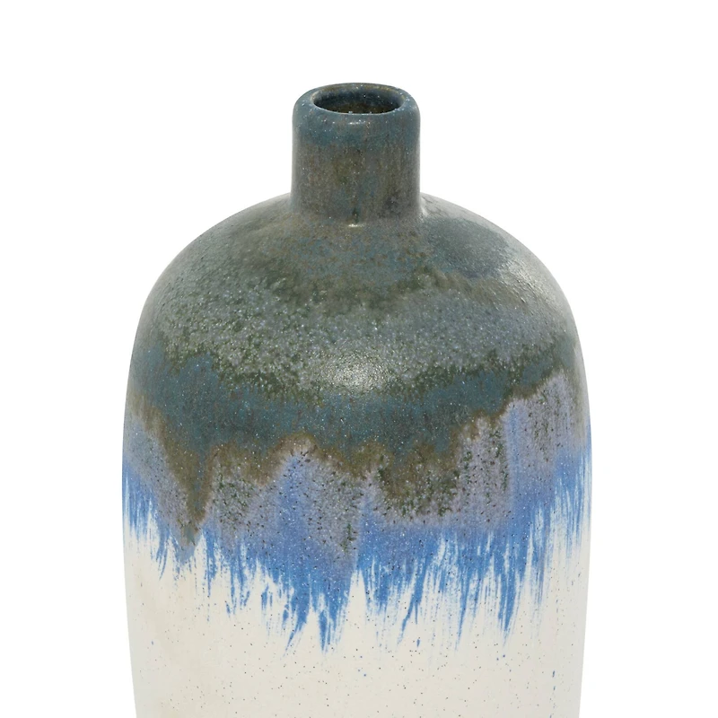 White Ceramic Contemporary Vase, 13" x 6" x 6"