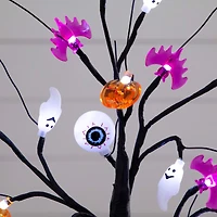 2ft. Pre-Lit Artificial Halloween Eyeballs, Ghosts, Bats & Pumpkins 24 LED Lighted Ornament Tree